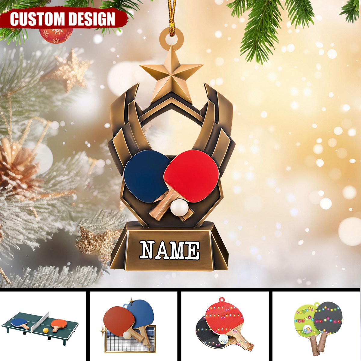 2024 New Release Personalized Ping Pong Christmas Ornament - Gift For Ping Pong Lover