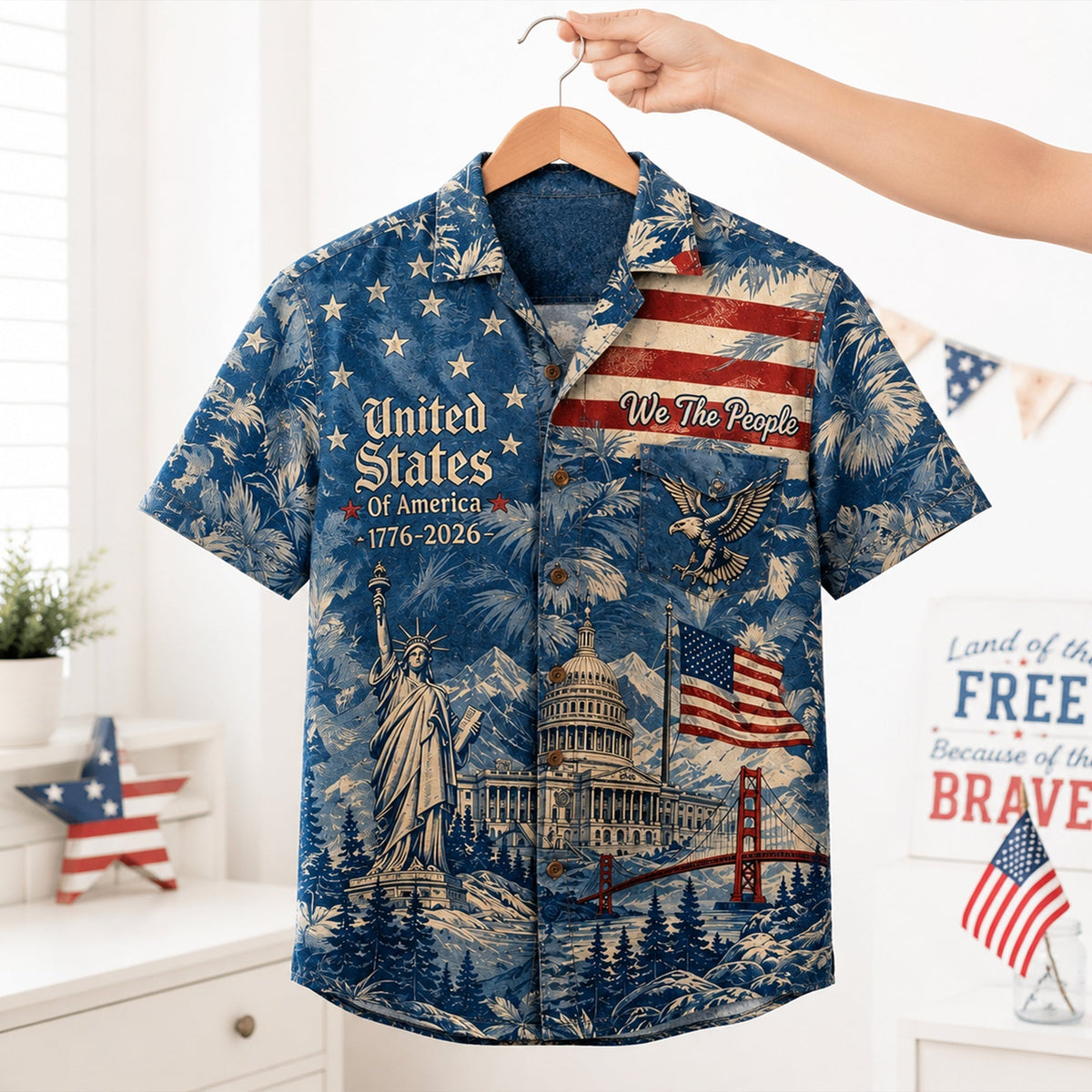 Land Of The Free Hawaiian Shirt - Personalized Gifts For Patriots