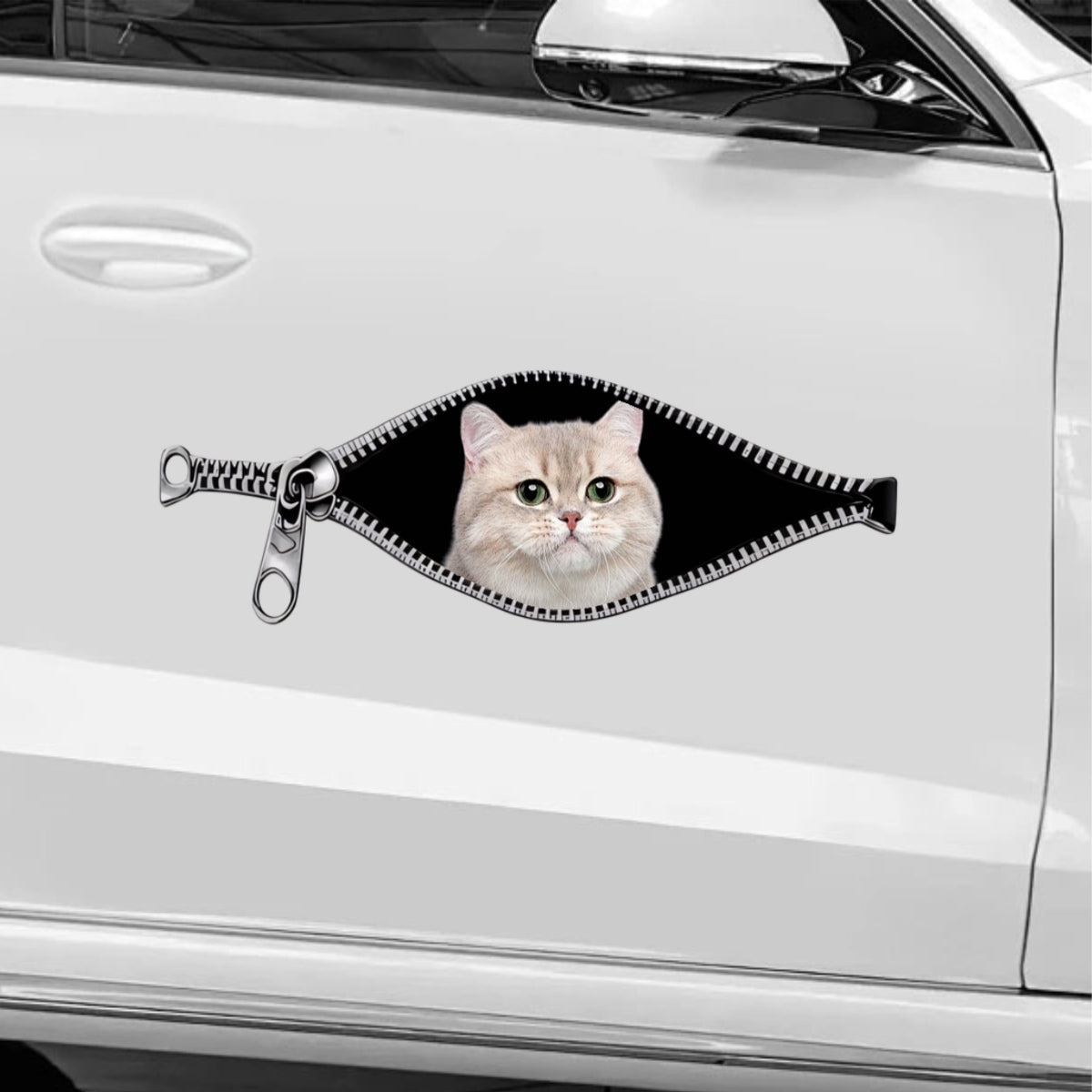 Personalized Dog Cat Zipper Car Decal - Personalized Sticker Gift for Pet Lovers