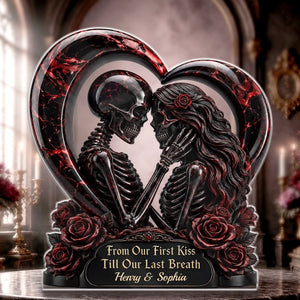 Gothic Skeleton Acrylic Plaque - Personalized Couple Halloween Decor, Anniversary Wedding Gifts For Husband And Wife