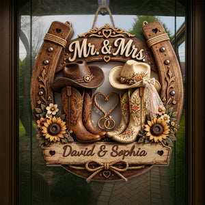 Mr. & Mrs. Personalized Wood Sign, Custom Gift For Couples and Cowboys