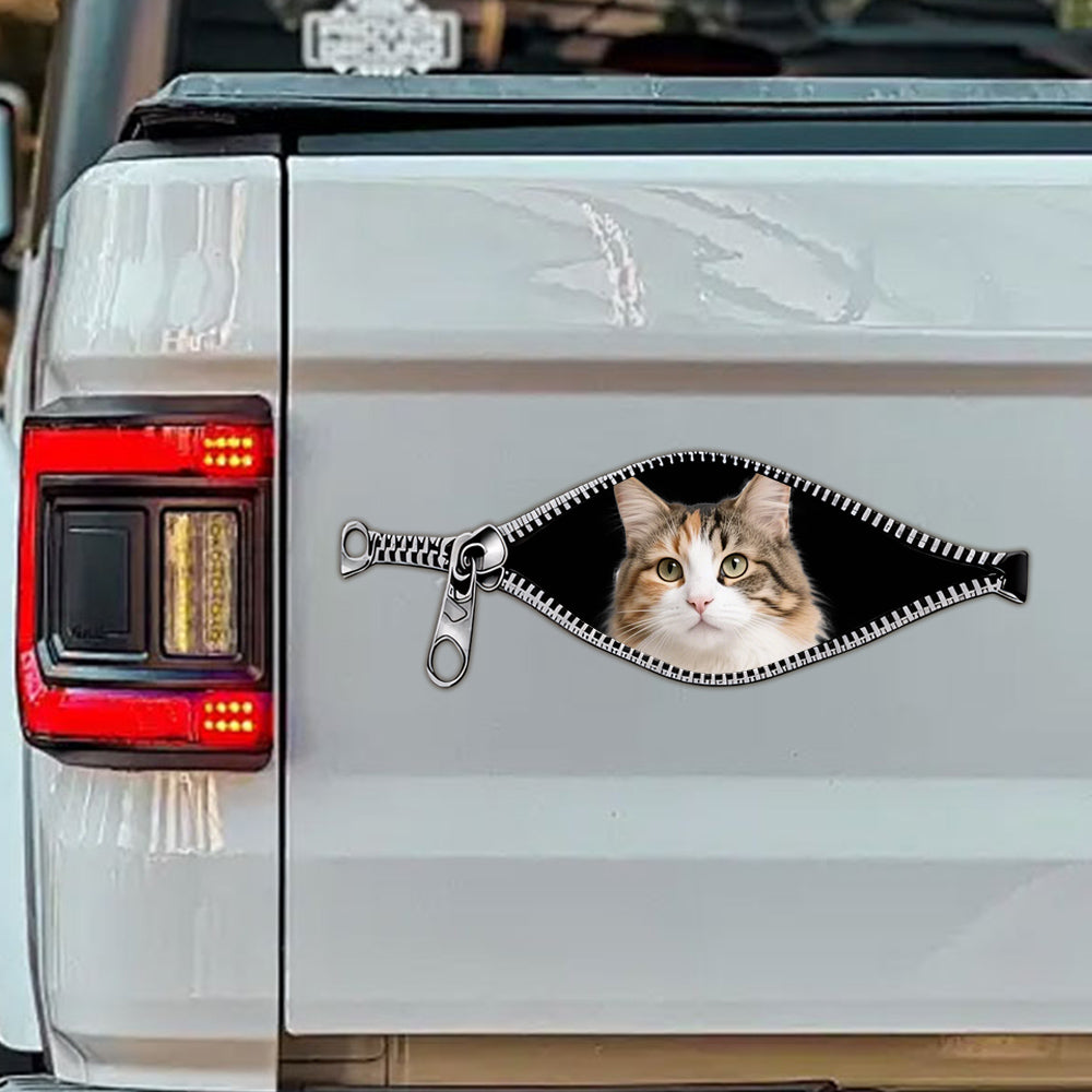 Personalized Dog Cat Zipper Car Decal - Personalized Sticker Gift for Pet Lovers