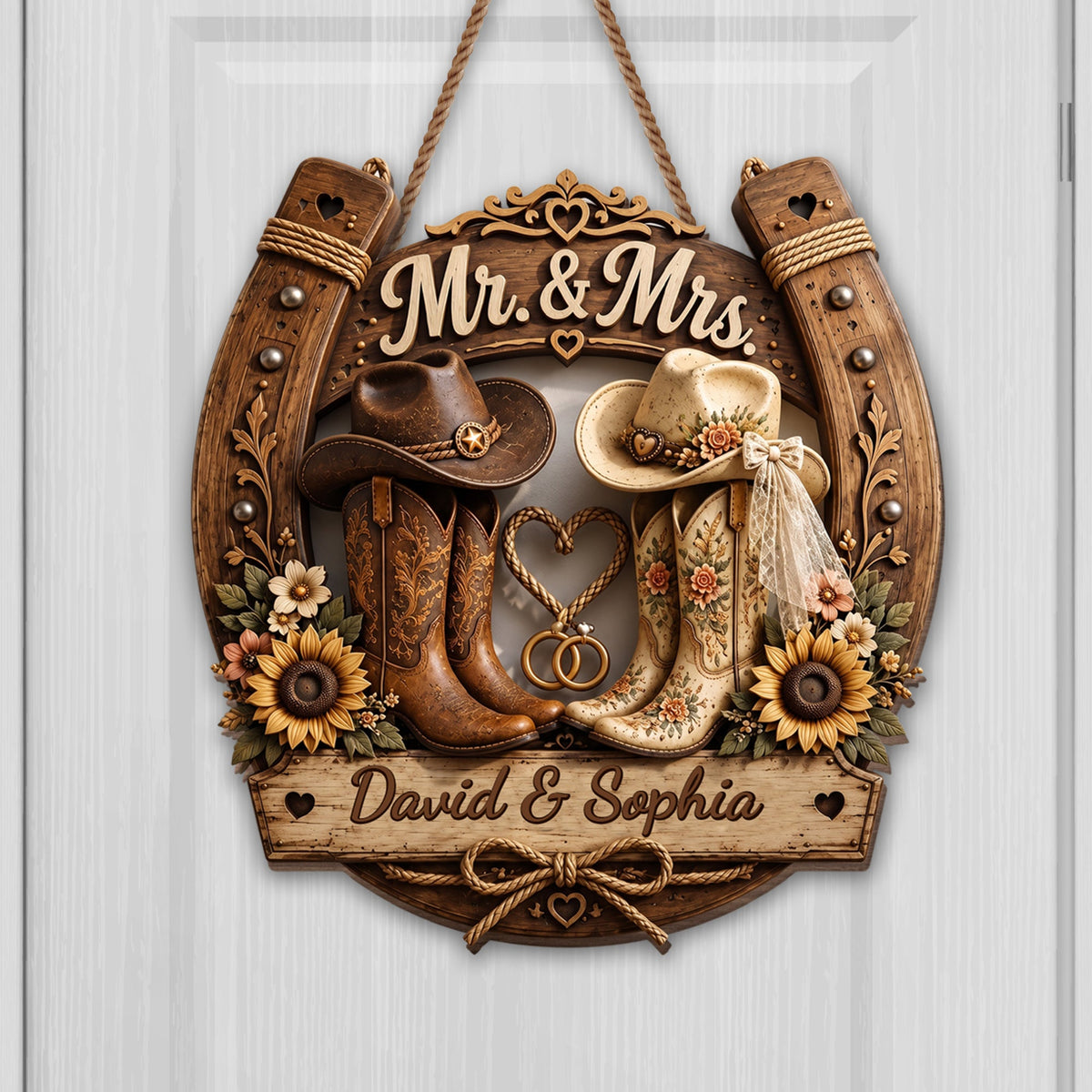 Mr. & Mrs. Personalized Wood Sign, Custom Gift For Couples and Cowboys