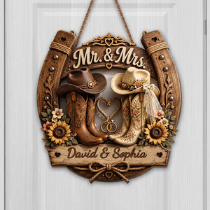 Mr. & Mrs. Personalized Wood Sign, Custom Gift For Couples and Cowboys