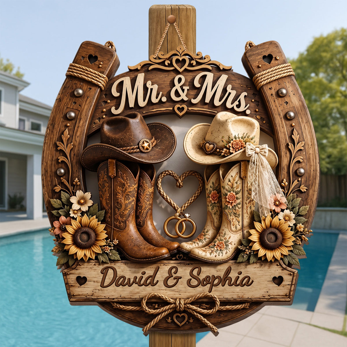 Mr. & Mrs. Personalized Wood Sign, Custom Gift For Couples and Cowboys