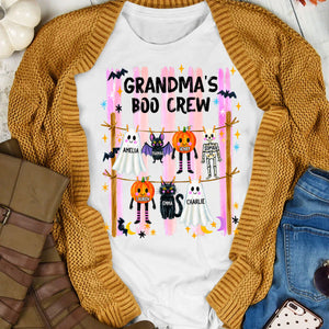 Grandma's Boo Crew Preppy Pattern - Personalized Shirt - Trendy Fall Halloween Tee for Grandma