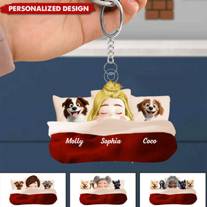 Personalized Sleeping With My Dog Keychain