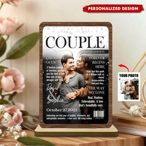 Personalized Love Story Couple Wooden Plaque - Gift For Romantic Couple