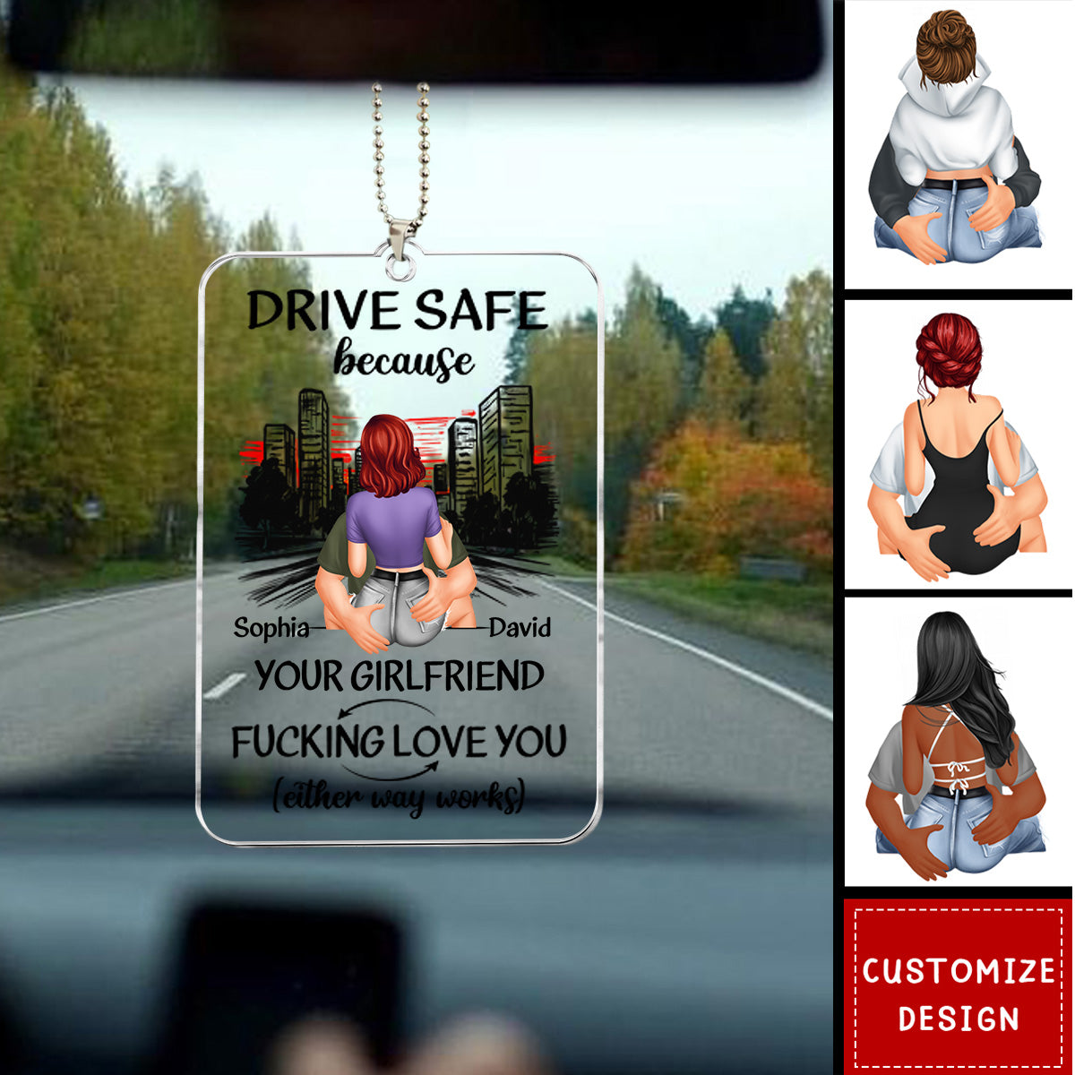 Drive Safe Because Your Wife Love You Personalized Acrylic Car Ornament