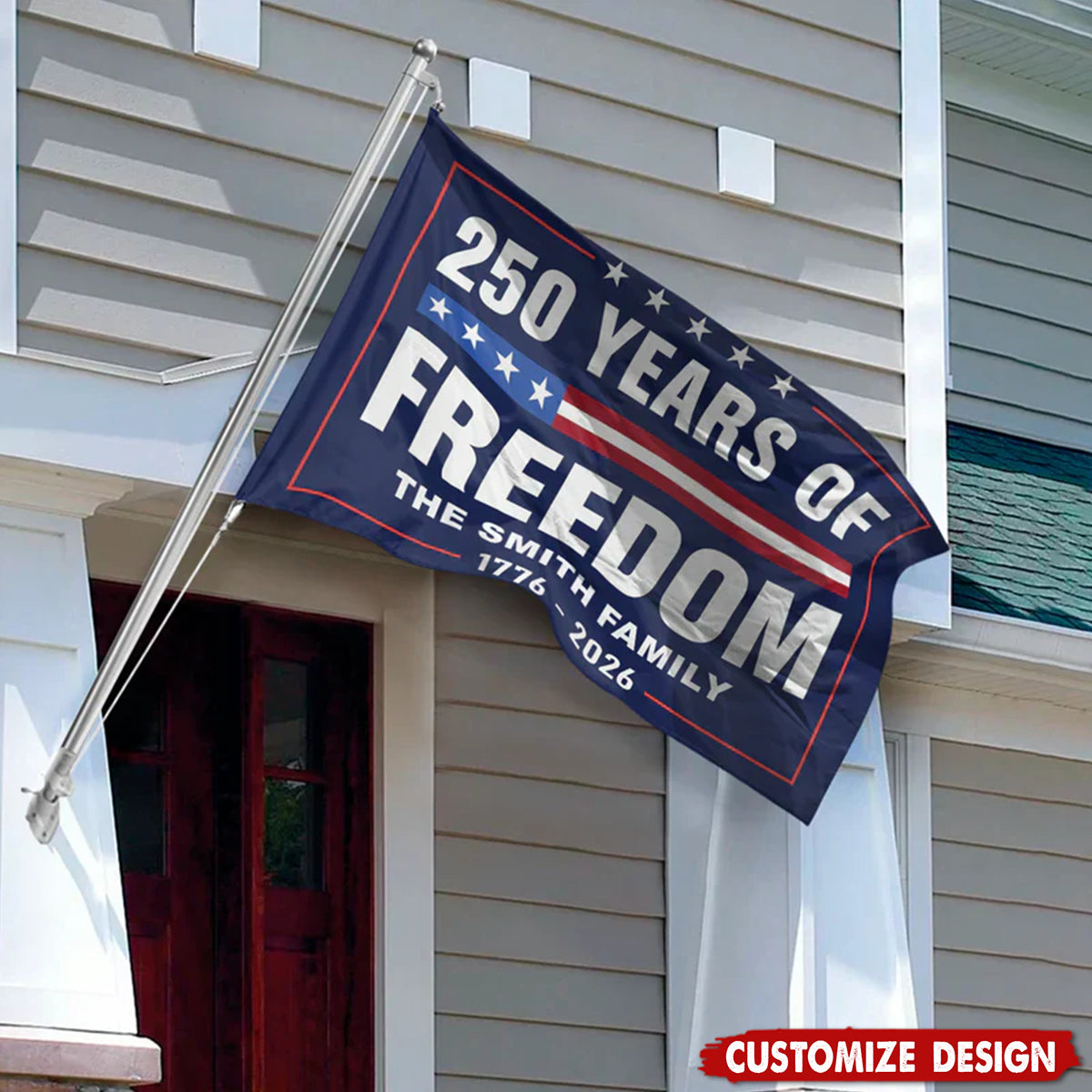 250 Years of Freedom House Flag for US Anniversary, Navy Blue Patriotic Decor for Yard or Porch, Meaningful Gift for Proud Families