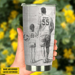 Behind Every Volleyball Player-Personalized Volleyball Dad Daughter Stainless Steel Tumbler-Father's Day Gift For Volleyball Lovers