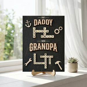 Personalized Scrabble Family Name 2-Layered Wooden Plaque - Gift For Grandpa