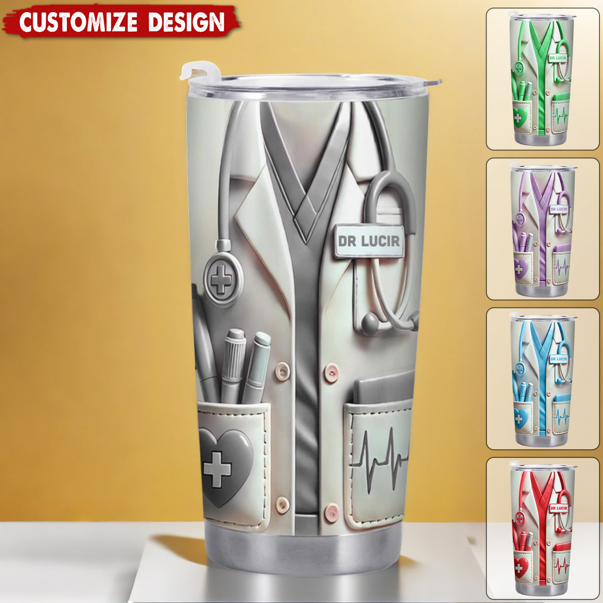 Medical Appreciation Design With Stethoscope - Personalized Stainless Steel Tumbler - Gift For Medical Professionals