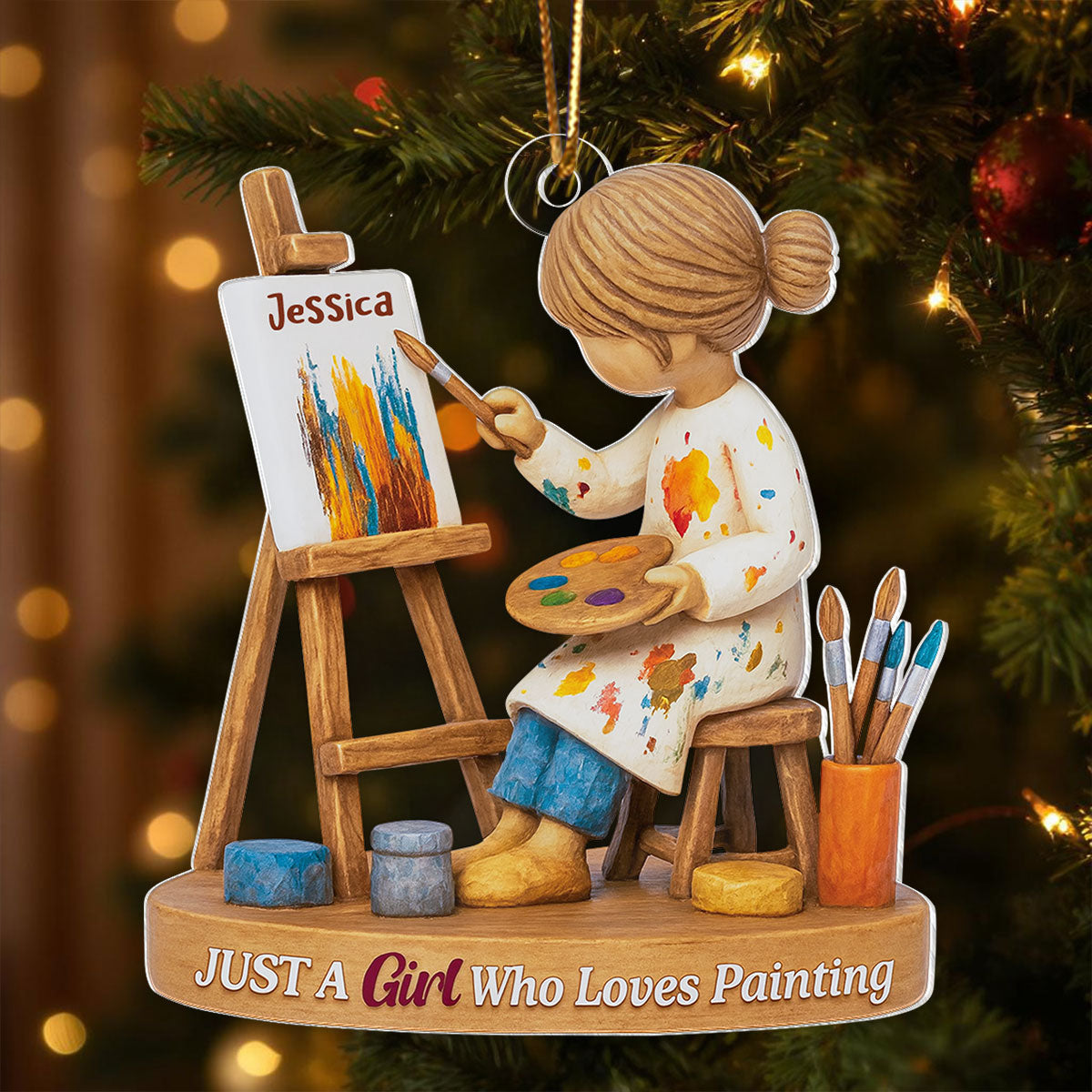 Just A Girl Who Loves Painting - Personalized Artist Acrylic Ornament