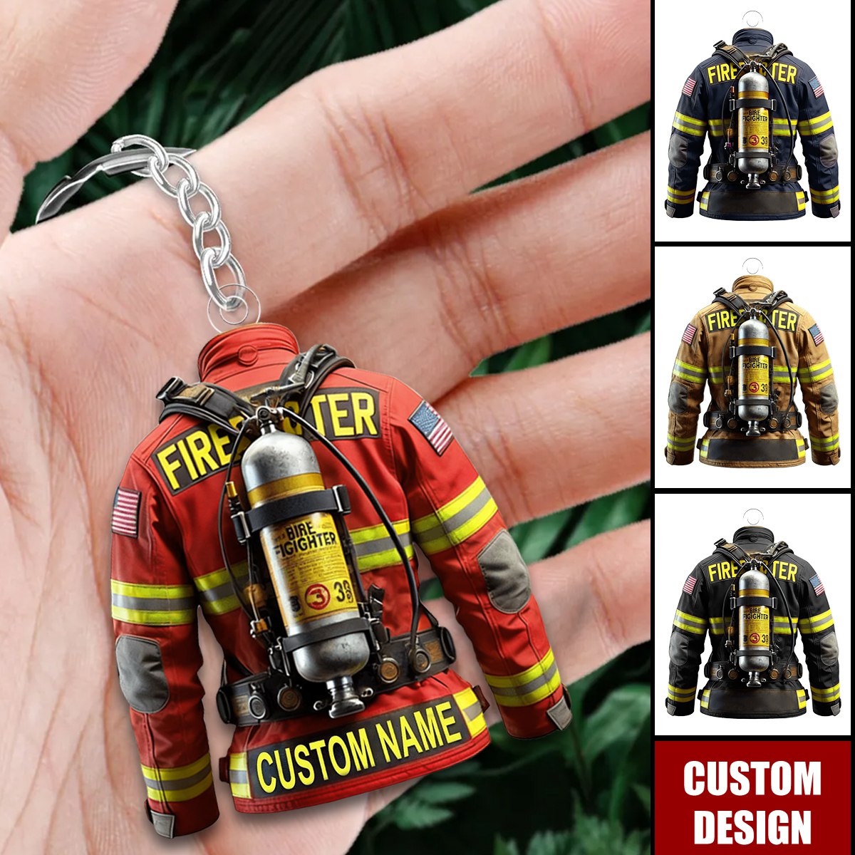 Personalized Firefighter Uniform Keychain - Gift For Firefighter