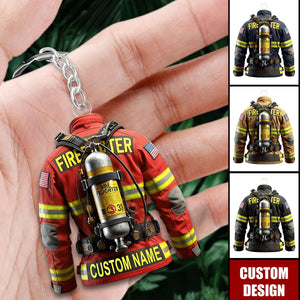 Personalized Firefighter Uniform Keychain - Gift For Firefighter