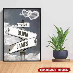 Personalized Name Vintage Street Sign Poster-Gift For Couples Anniversary