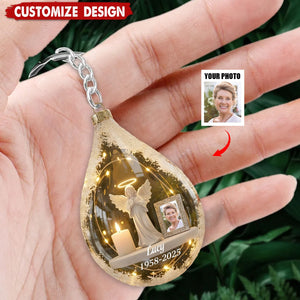Personalized Angel&Candle Memorial Keychain – Memorial Gift