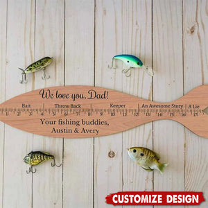 Personalized Wooden We Hooked the Best Papa Fish Style Ruler