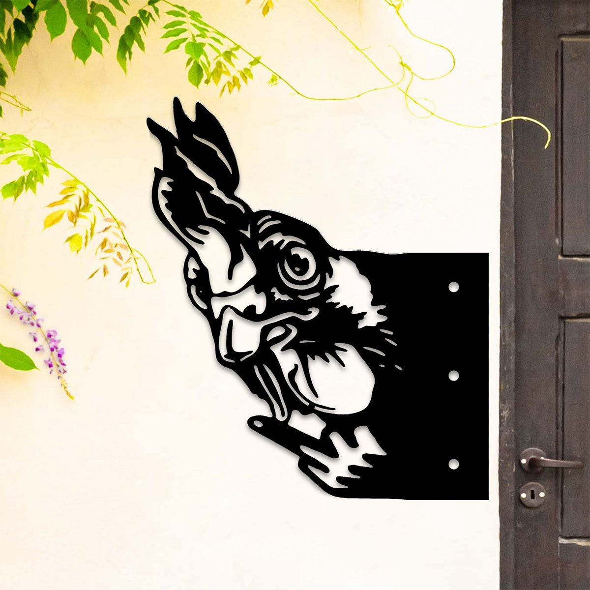Peek-A-Boo Grumpy Chicken Metal Sign Garden Decoration