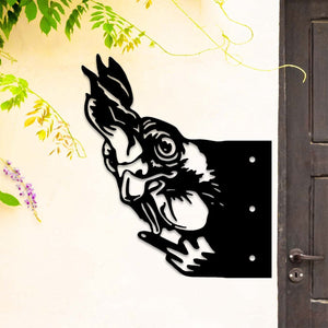 Peek-A-Boo Grumpy Chicken Metal Sign Garden Decoration