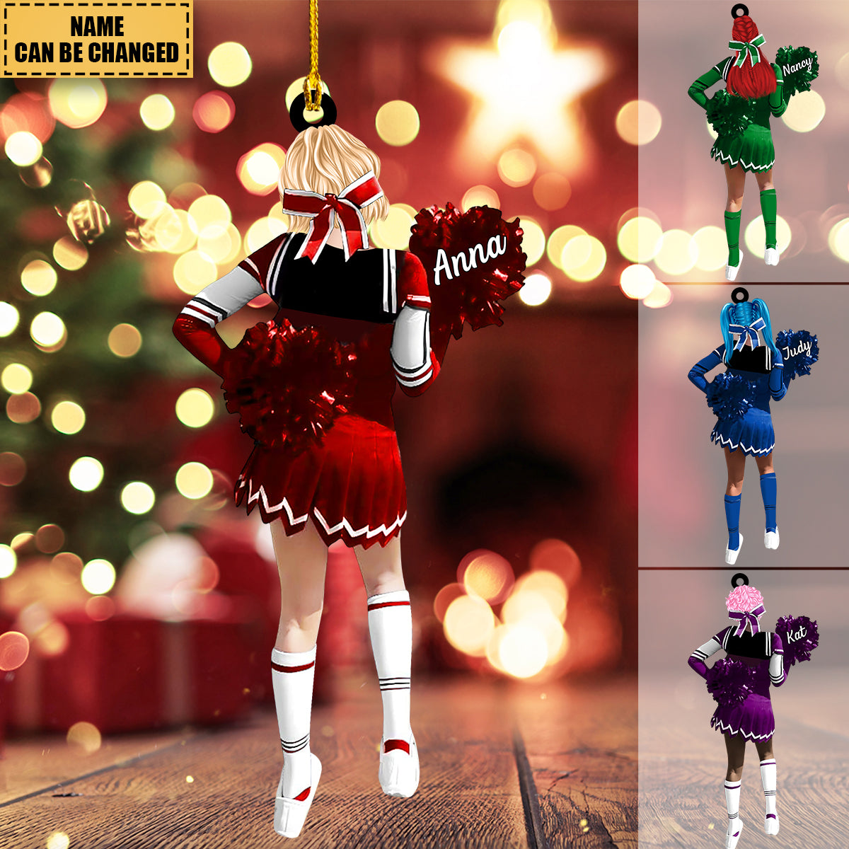 Personalized Cheerleading Pom pom Girl Christmas Ornaments - New