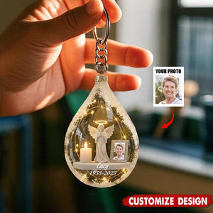 Personalized Angel&Candle Memorial Keychain – Memorial Gift
