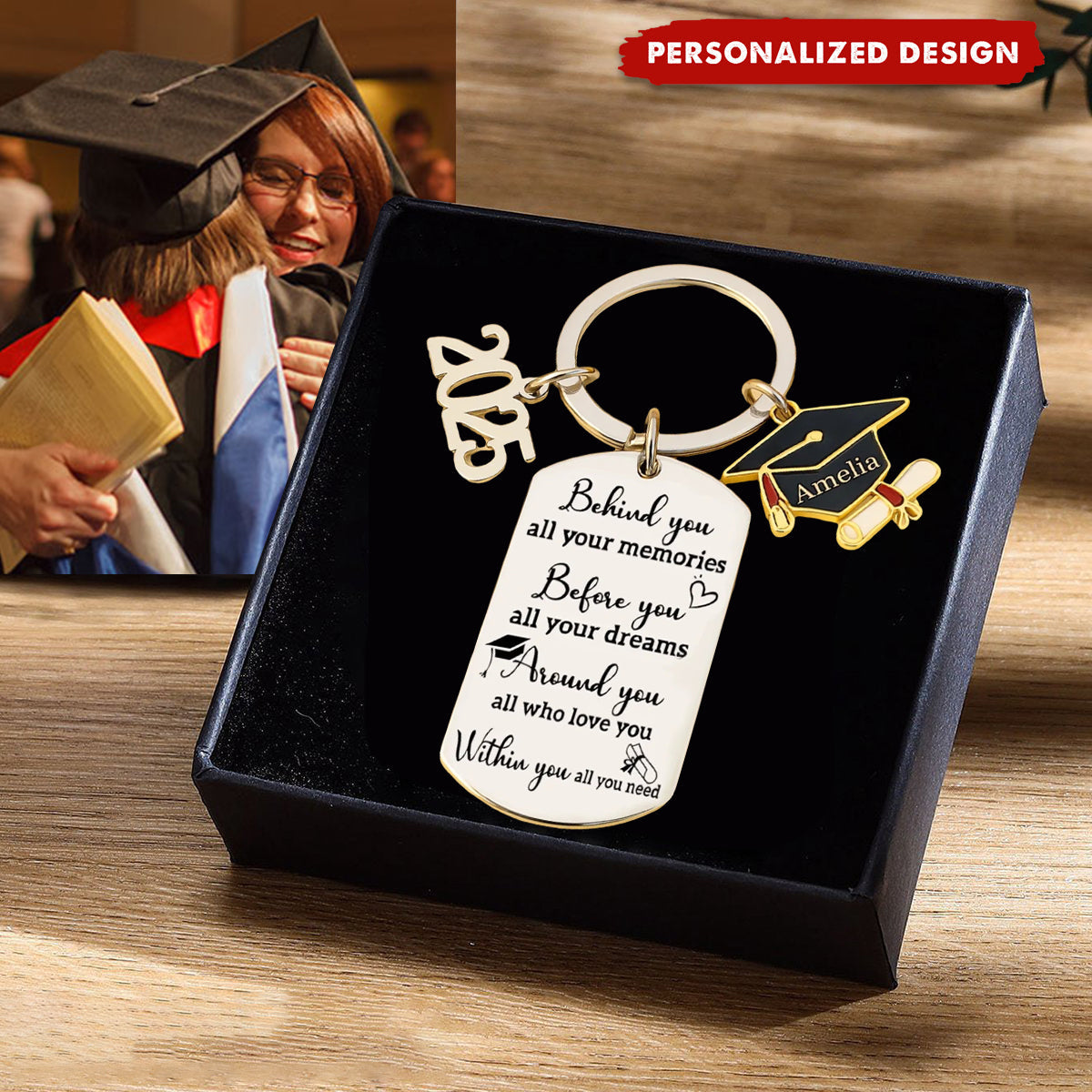 Personalized Engraved Graduation Keychain-Graduation Gift For Family Members