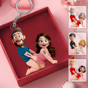 Naughty Personalized Couple Keychain - Gifts For Couple