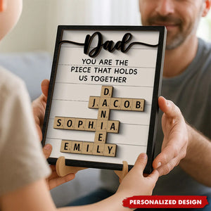 Dad You Are The Piece That Holds Us Together-Crossword Puzzle Art Personalized 2-Layer Wooden Plaque