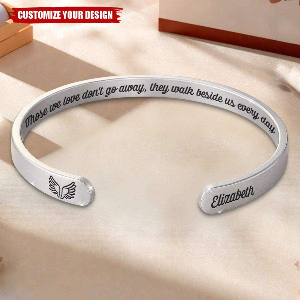 Memorial Personalized Custom Bangle Bracelet Cuffs - Sympathy Gift For Family Members