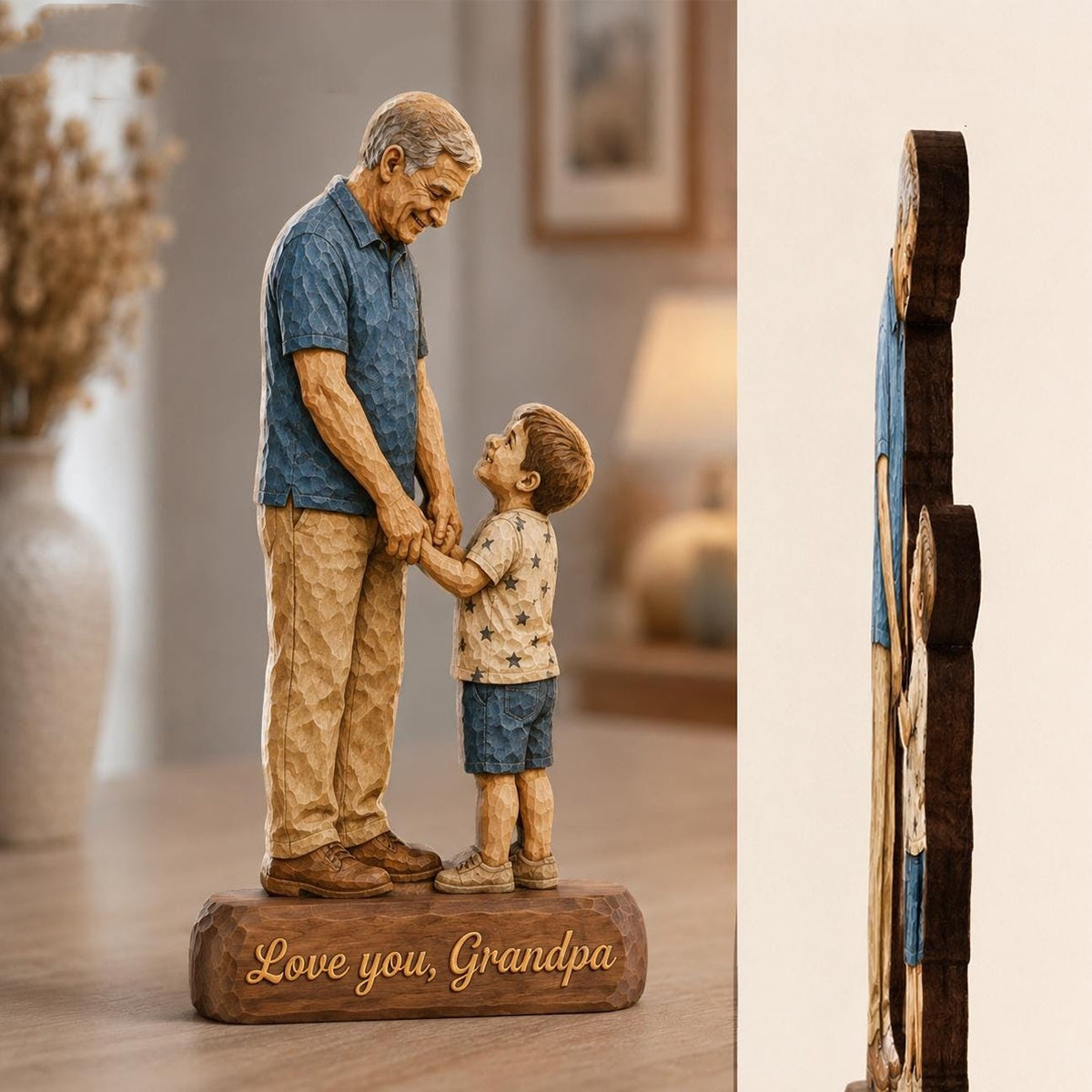 Personalized Portrait 2D Wooden Sign - Gift For Couple,Family,Grandma,Mom,Kid,Dog Cat Lovers