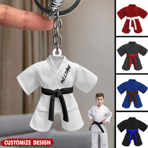 Personalized Black Belt Kid Uniform Keychain - Gift For Jiu-Jitsu,Karate Lovers