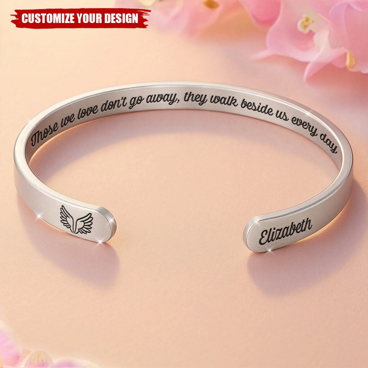 Memorial Personalized Custom Bangle Bracelet Cuffs - Sympathy Gift For Family Members