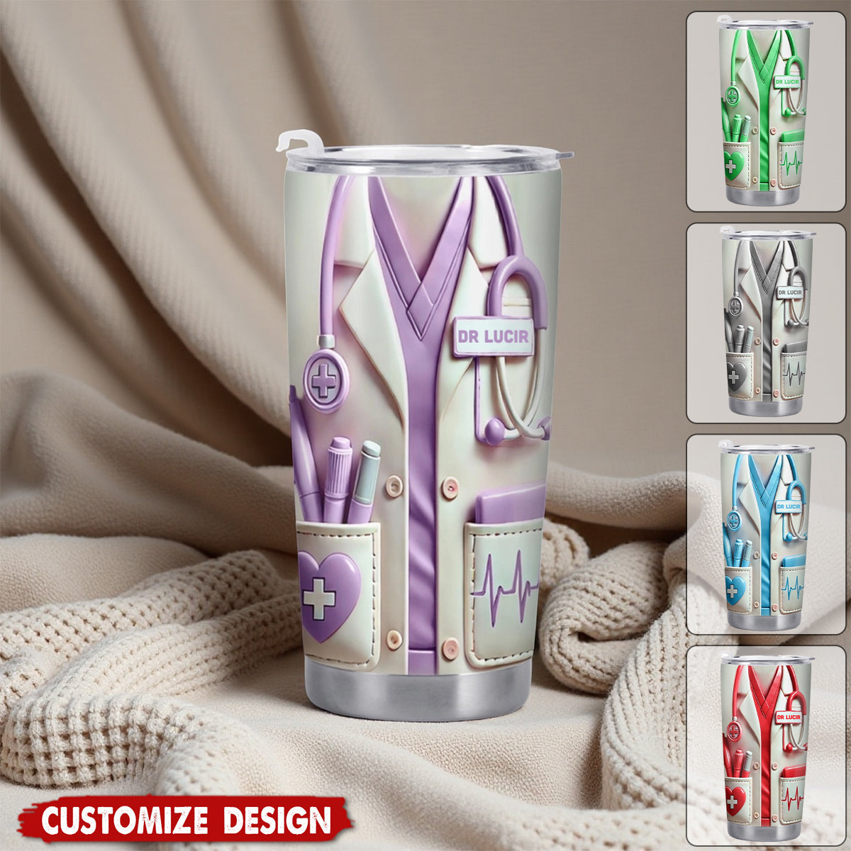 Medical Appreciation Design With Stethoscope - Personalized Stainless Steel Tumbler - Gift For Medical Professionals
