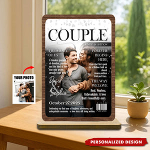 Personalized Love Story Couple Wooden Plaque - Gift For Romantic Couple