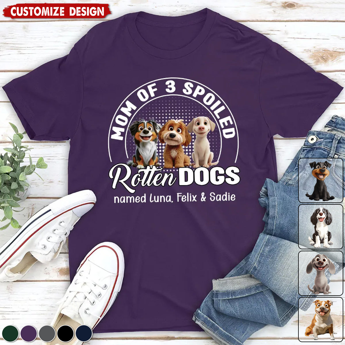 Spoiled Rotten Dog Chibi Cartoon - Personalized Unisex T-shirt