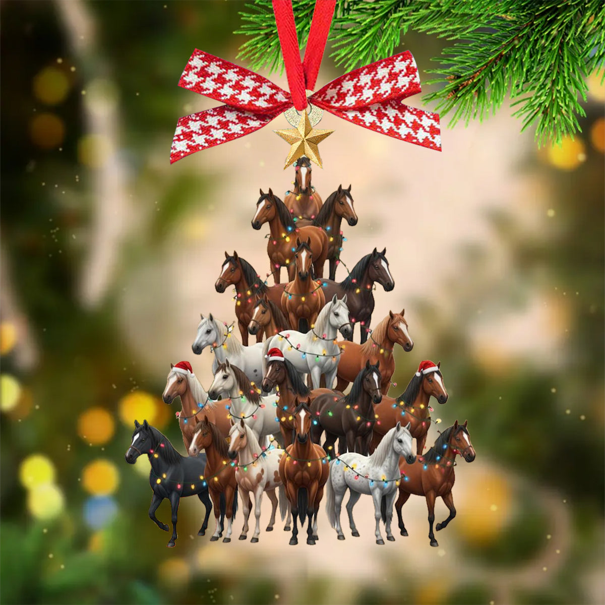 Horse Tree Christmas Ornament Gift For Horse Lover
