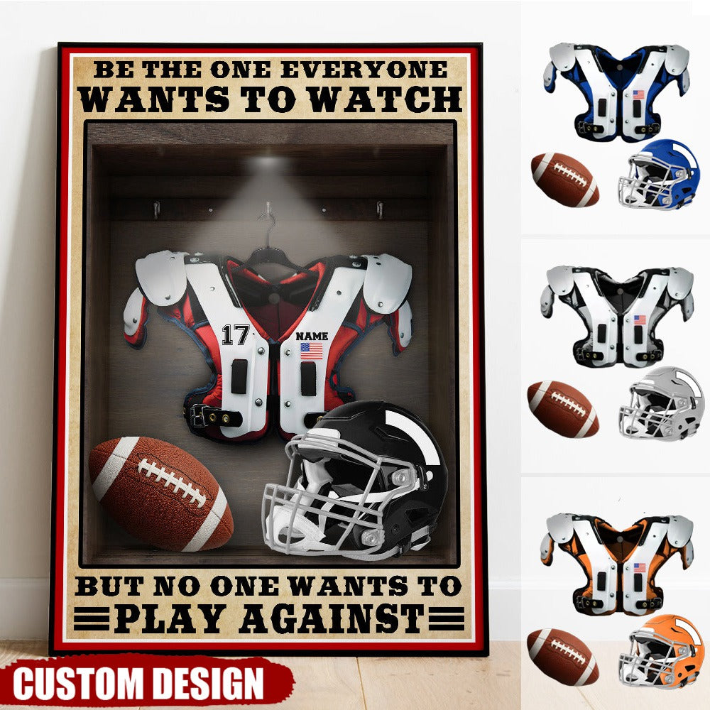 custom football helmet room decor Personalized American Football Shoulder Pads And Helmet Poster - Be Th