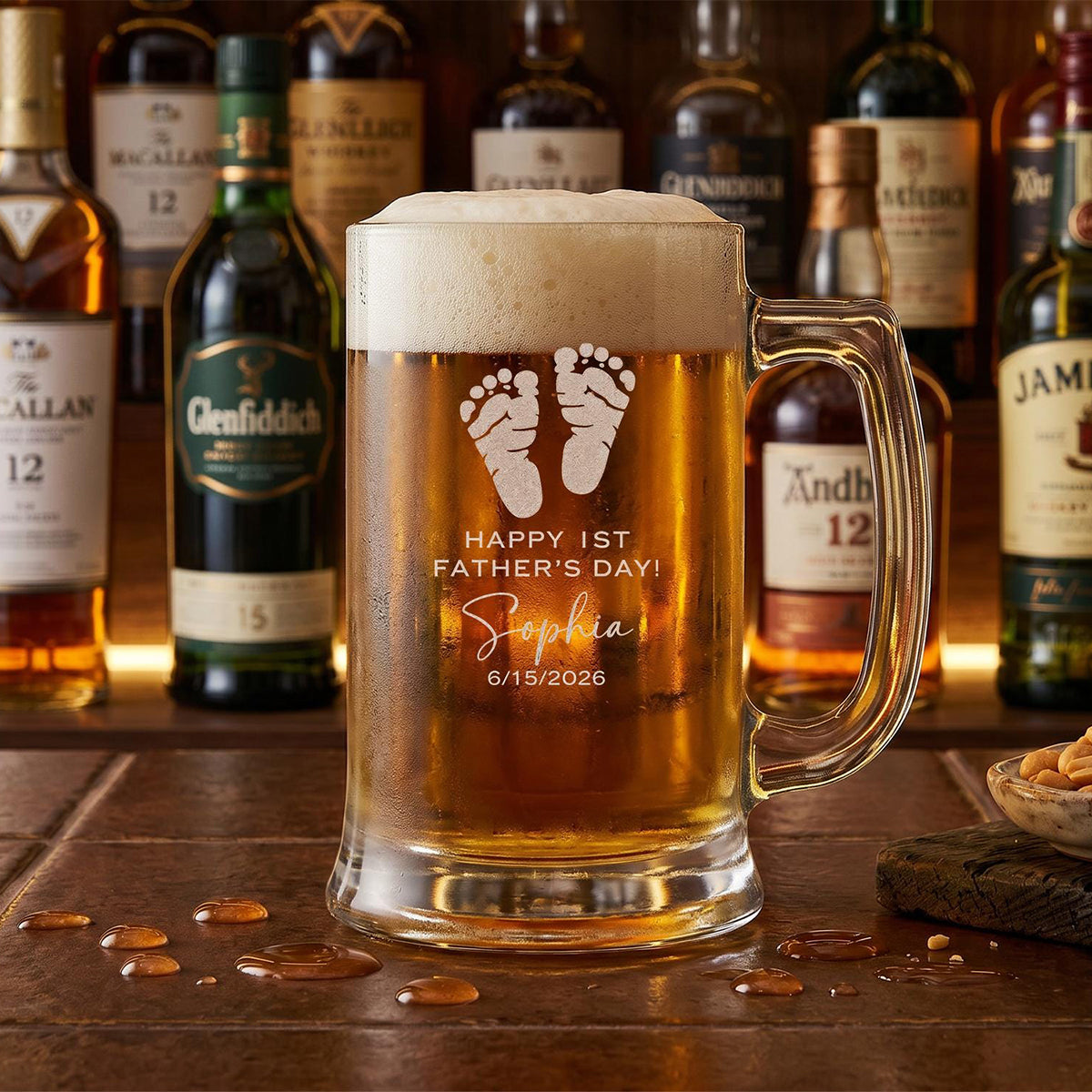 Personalized First Father's Day Beer Glass – Custom New Dad Gift