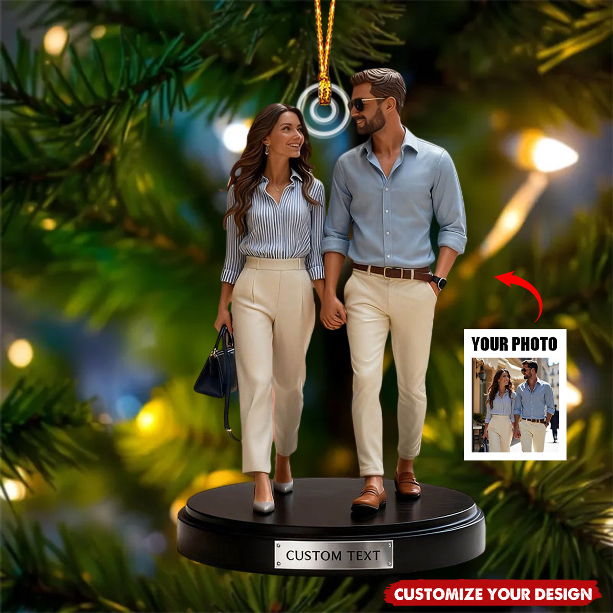 Personalized couple photo wax figure style ornament - Gift for couple,family