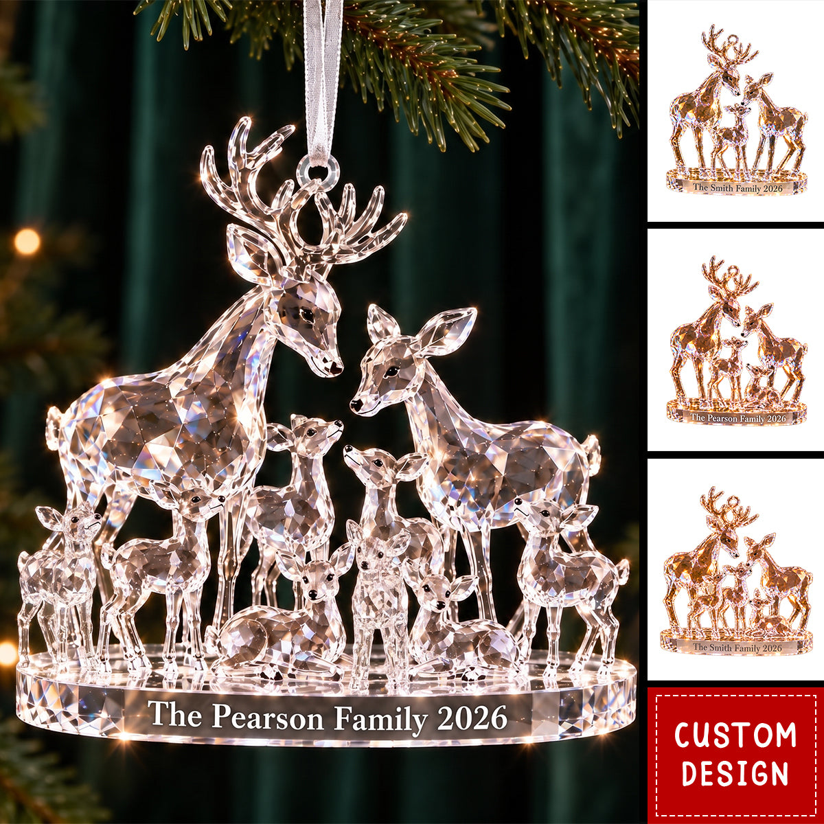 Personalized Deer Family Christmas Ornament