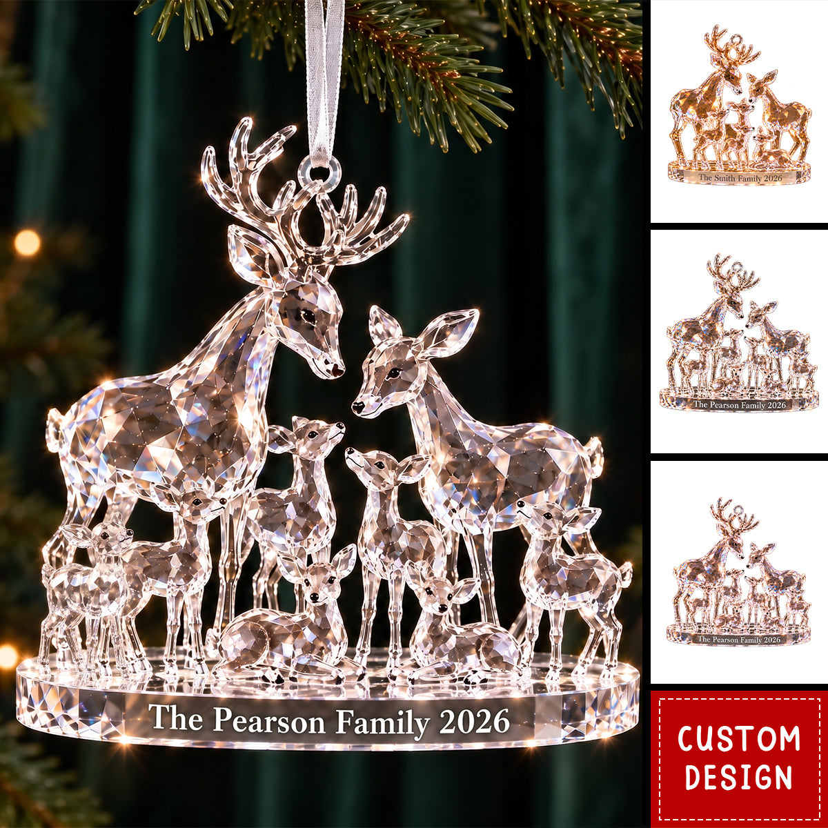 Personalized Deer Family Christmas Ornament