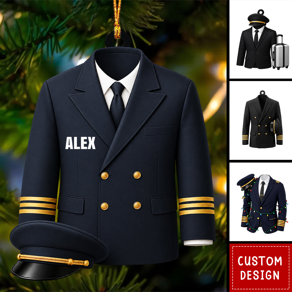 Personalized Pilot Christmas Ornament, Airline Pilot Gift