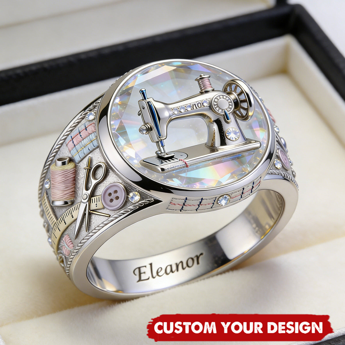 Sewing Is My Therapy - Personalized Sewing Signet Ring