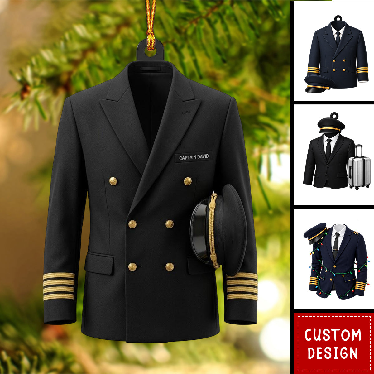 Personalized Pilot Christmas Ornament, Airline Pilot Gift