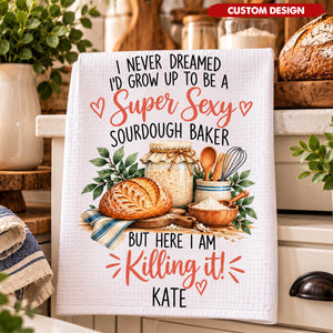 Personalized Sourdough Baker Kitchen Towel, Funny Sourdough Gift, Sourdough Lover Gift, Baking Gift