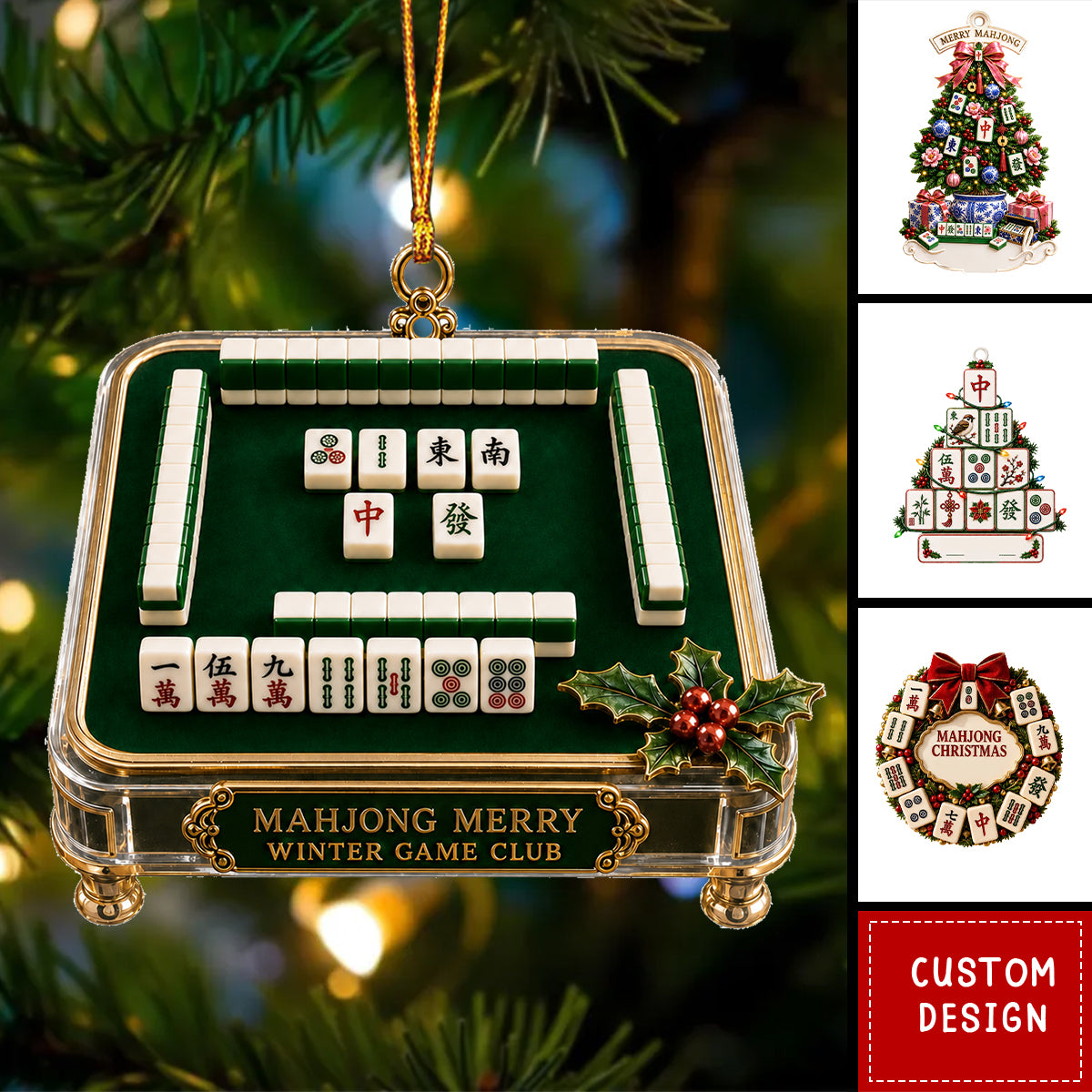 Personalized Mahjong Christmas Ornament,Mahjong Player Gift