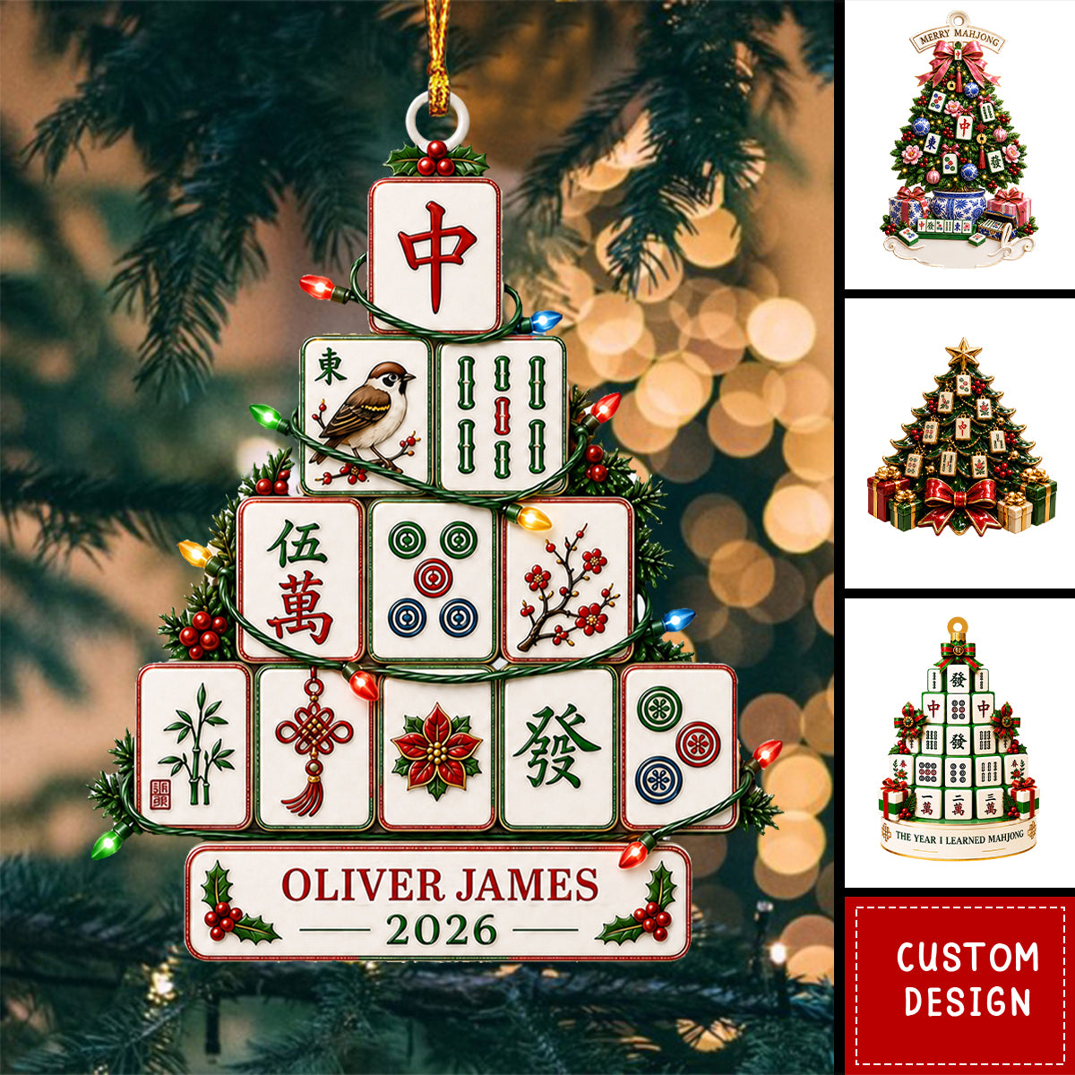 Personalized Mahjong Christmas Ornament,Mahjong Player Gift