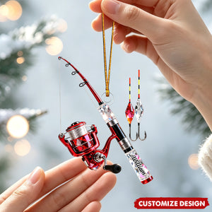 Personalized Stained Glass Fishing Gear Christmas Ornament Gift For Fishing Lover